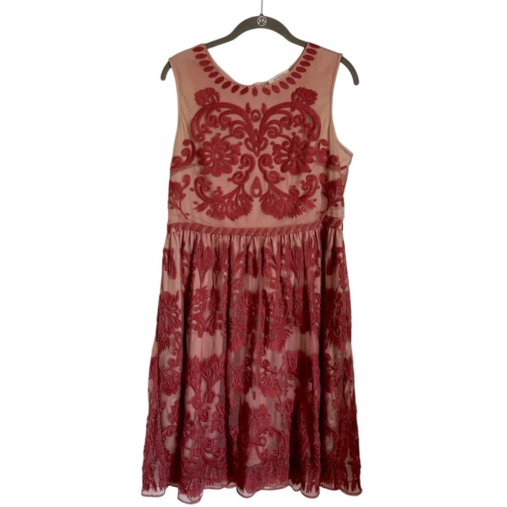 Sundance embroidered dress in burgundy size 12